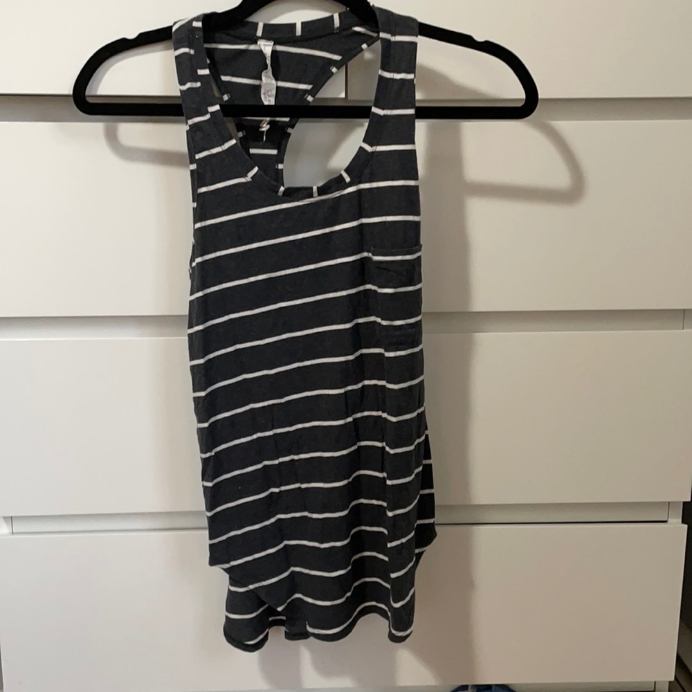 Gray and white striped Lululemon tank top